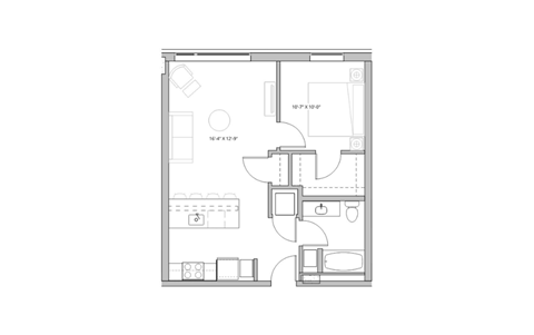 a black and white floor plan of a small apartment